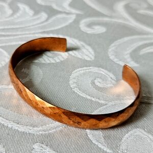 Vintage Hammered Copper Slim Cuff Bracelet